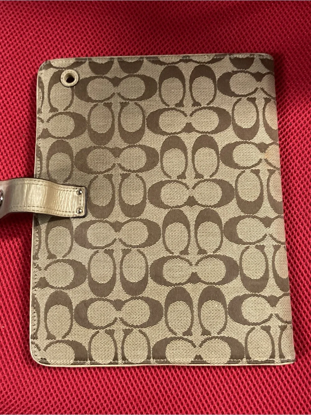 Coach Beige and Brown Signature Tablet Case